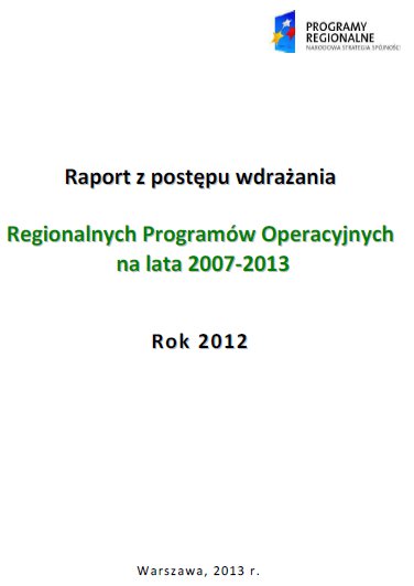 Raport z postępów wdrażania Regionalnych Programów Operacyjnych na lata 2007 2013