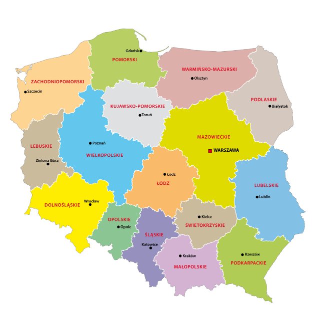 Mapa inwestycyjna Polski  - Atrakcyjność inwestycyjna województw