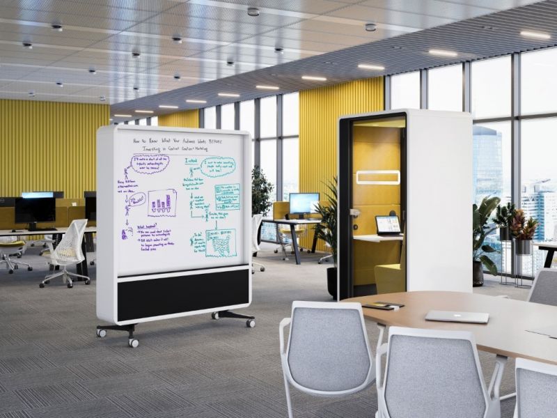 Angażuj, inspiruj i adaptuj przestrzeń z mobilną ścianką biurową - HushWall