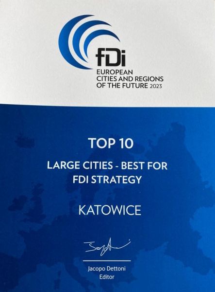 Katowice najlepsze w Polsce pod względem strategii przyciągania zagranicznych inwestycji bezpośrednich!